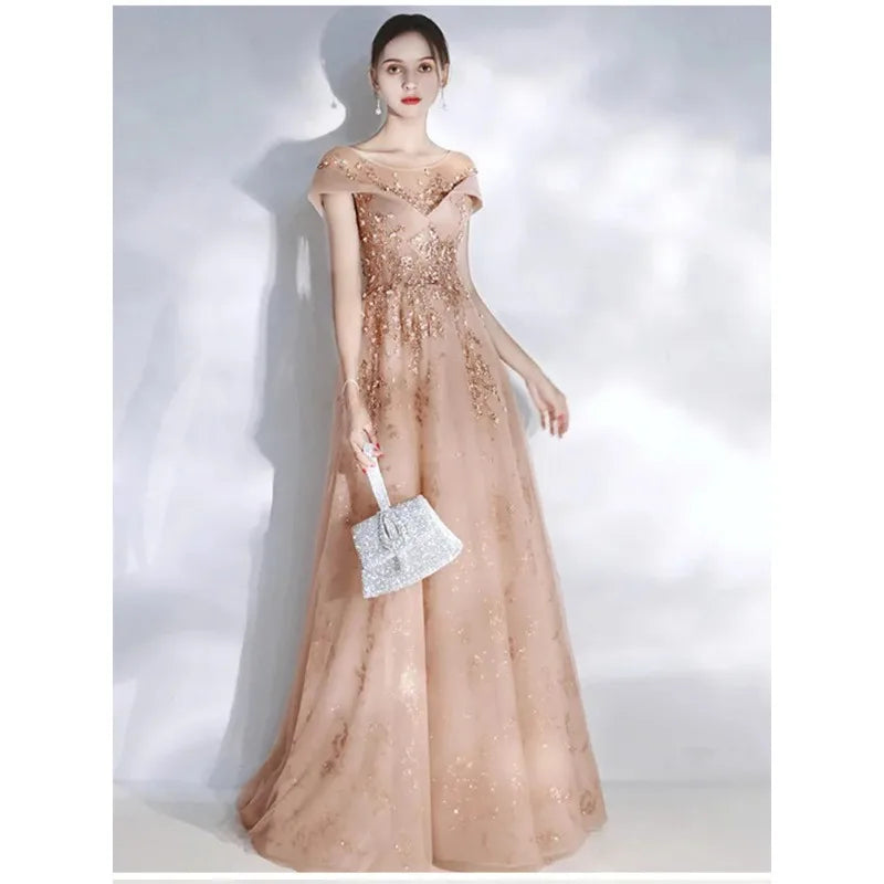 Banquet Evening Dress Dress Female  New Style Temperament Company Annual Meeting Birthday Glitter Host Art Exam Tail Dress