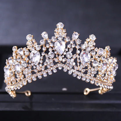 Gold Crystal Tiaras And Crowns Headband Rhinestone Prom Diadem Crown Bridal Wedding Hair Accessories Jewelry Crown Tiara Gift