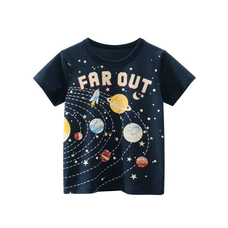 Jumping Meters Hot Selling Boys Girls Summer Baby T Shirts Short Sleeve Cartoon Cars  Toddler Tees Tops Boys Girls Clothing