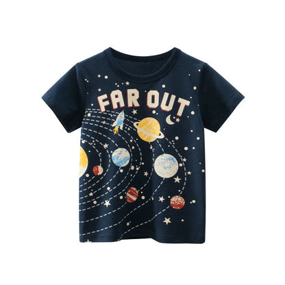 Jumping Meters Hot Selling Boys Girls Summer Baby T Shirts Short Sleeve Cartoon Cars  Toddler Tees Tops Boys Girls Clothing