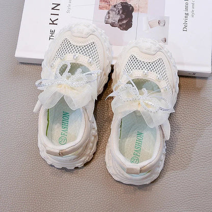 Summer Children School Running Sandals Sweet Breathable Girls Mesh Sports Sandals Non-slip Fashion Kids Princess Cut-outs Shoes