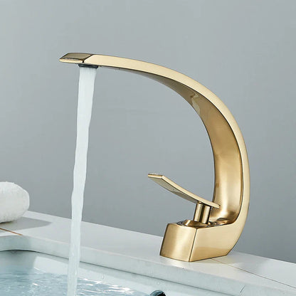 Luxury Brass Basin Faucet Deck Mounted Black Hot Cold Water Bathroom Basin Wash Mixer Tap Single Hole For Bathroom