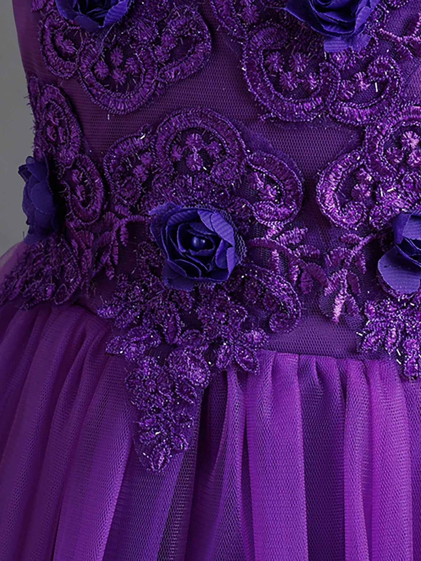 Purple Girl Wedding Flower Girl Bridesmaid Dress Suitable for Embroidered Party Dresses for Girls Aged 3 to 12