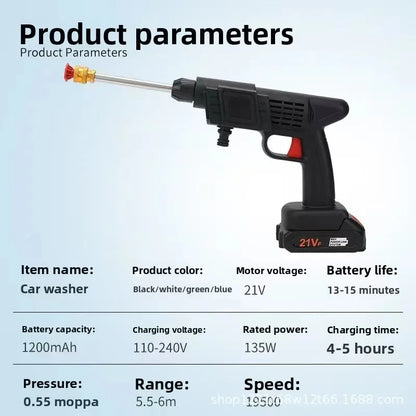 Washing Machine Water Spray High Power Portable Lithium Battery Washing Machine Car Washing High Pressure Water Gun  carton
