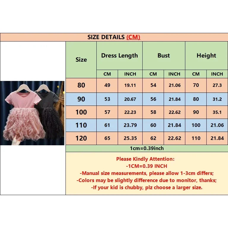 Kid Girl Party Dress Summer Solid Short Sleeve Lace Ribbed Mesh Dress Birthday&Wedding Party Clothing for little Girls