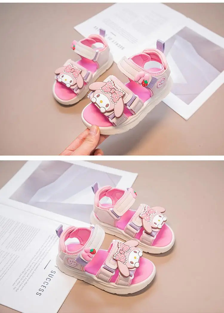 Kids Girls Sandal Sanrio Kawaii Anime Melody Children Shoes Girly Heart Summer Cute Cartoon Student Beach Shoes