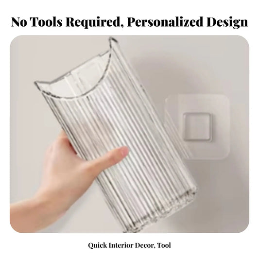 Adhesive Plant Holder No-Tools-Needed Installation Adhesive Ribbed Flower Holder Hydroponics Compatible Space-Saving