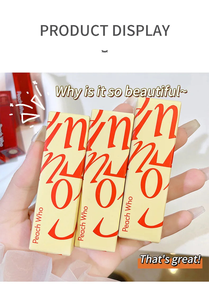 PEACHWHO Ruby Velvet Foggy Lip Glaze Matte Lip Stain Moisturizing Longlasting Waterproof Natural Smooth Silky Lipstick Cosmetics