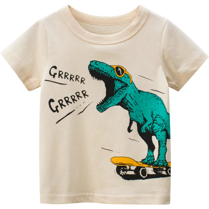 Jumping Meters Hot Selling Boys Girls Summer Baby T Shirts Short Sleeve Cartoon Cars  Toddler Tees Tops Boys Girls Clothing