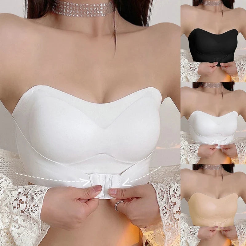 Invisible Strapless Bra For Women Wireless Push Up Non Slip Wedding Brassiere Big Breasts Underwear Sexy Lingerie S-Xl Plus Size