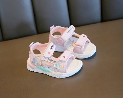 Sandalias Princess Sandals Summer New Cartoon Girl Shoe Soft Sole Baby Sandals Fashion Beach Shoe Flat Sandals Kid Shoe