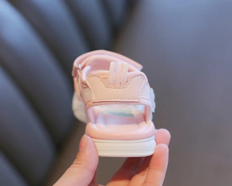Sandalias Princess Sandals Summer New Cartoon Girl Shoe Soft Sole Baby Sandals Fashion Beach Shoe Flat Sandals Kid Shoe