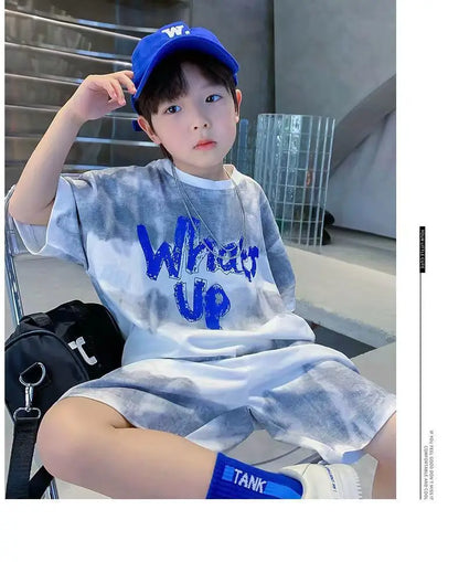 Teenage Boy Set kid clothing Suit Cotton Summer Outing Clothes Top Shorts 2PCS Clothing for Children's