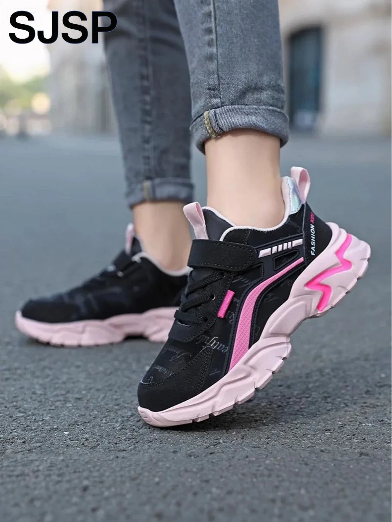 Children's Casual Pink Girls' Leather Shoes, Fashionable Lightweight Running Shoes for Teenagers and Students Aged 7-15, Children's Sports Shoes for Girls