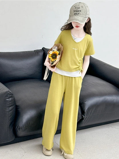 Child Summer Outfit Clothes for Teens Elementary Kids Girl Set Sweatshirt Korean Reviews Many Girls Student Suit 11