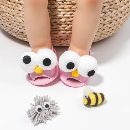 Baby Boy Girl Shoes Fluff Baby Girl Slipper Animals Flower Anti-Slip First Walkers Crib Shoes