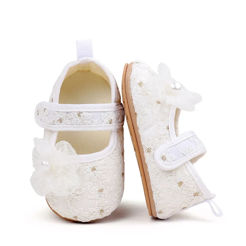 Baby Girls Princess First Walking Toddler Shoes With High Quality Embroidery Design And TPR Sole For 0-18M Baby