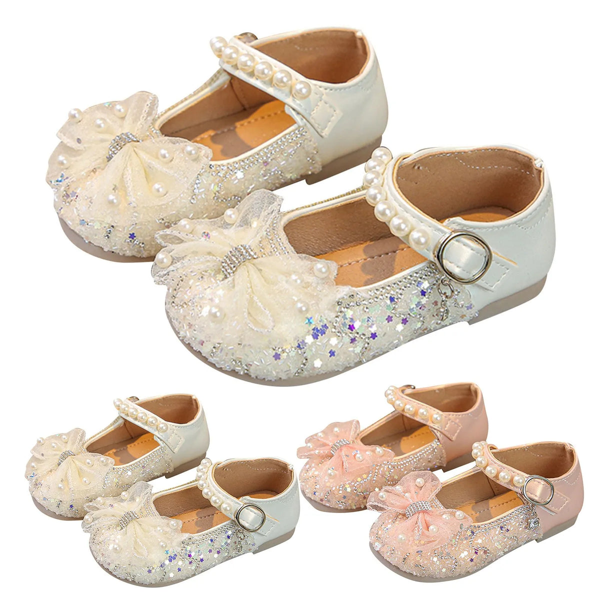 Big Girls Slides Girls Sandals Closed Toe Heels Wedding Party Shoes Sequins Bow For Toddler