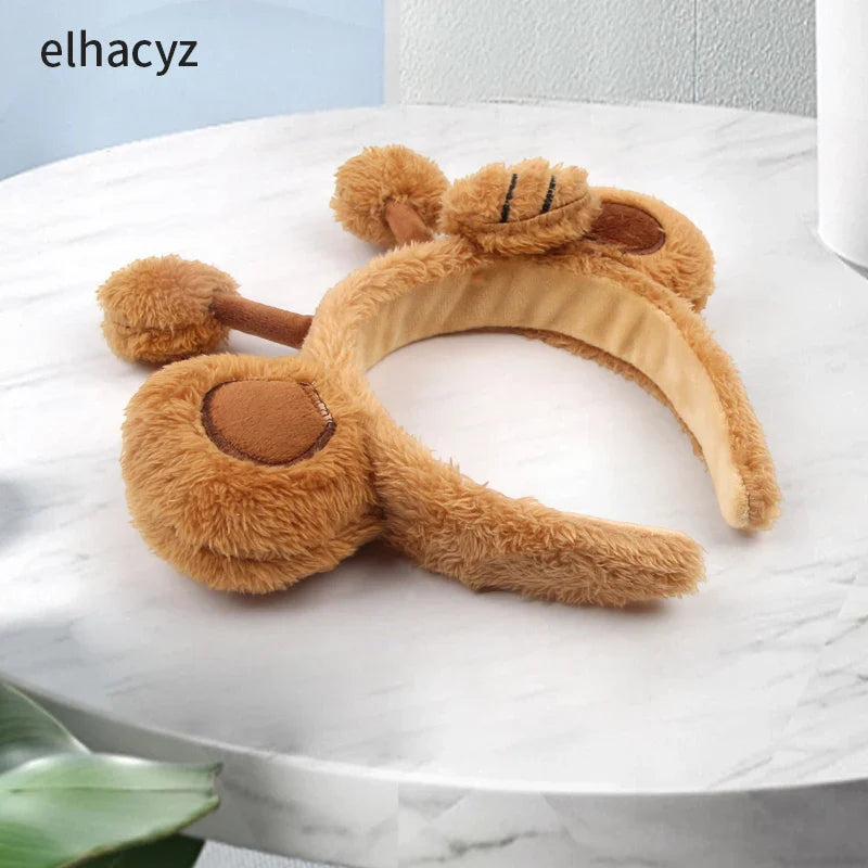 Mickey Mouse Disney Fashion Women Bow Bear Ear Plush Hair Band Cartoon Headband Female Sweet Cute Girls Hairband Hair Accessorie