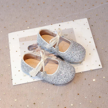 Girls Princess Shoes Round Toes Sweet Bows