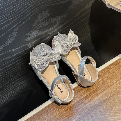 Children's Summer Sandals Toddlers Catwalk Versatile Princess Girl Shoe Summer Beading Bowknot Kids Fashion Dress Flat Sandals