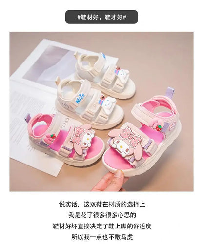 Kids Girls Sandal Sanrio Kawaii Anime Melody Children Shoes Girly Heart Summer Cute Cartoon Student Beach Shoes