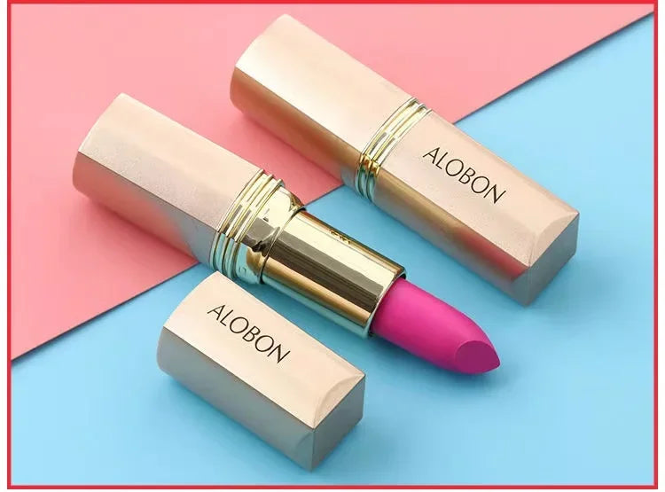 Pink Lipstick Waterproof Matte 24 Hours Long Lasting Non-Stick Cup Red Rose Lip Tint Velvet Cosmetic Women Make Up