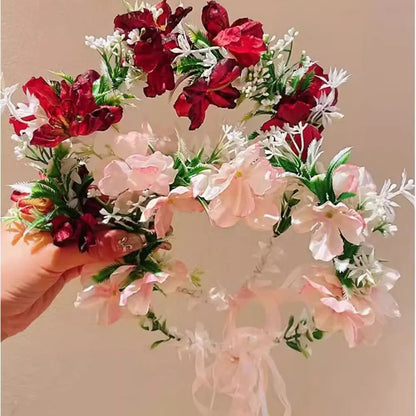 Bohemia Style Bride Garland Simulation Flower Hair Ornaments Simulation Wreath Thai Adjustable Seaside Vacation Headdress Party