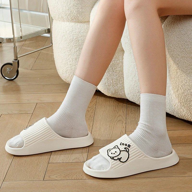 Summer Slippers Bathroom Platform Non-Slip Home Bear Cartoon Flip Flops Beach  Sandals Slides Indoor Outdoor