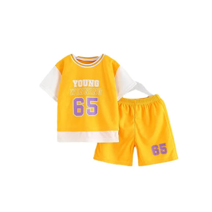 Boys Clothes Sets Summer Breathable Tracksuit Fashion Children's Sports Two Piece Set T-shirt + Shorts Suits