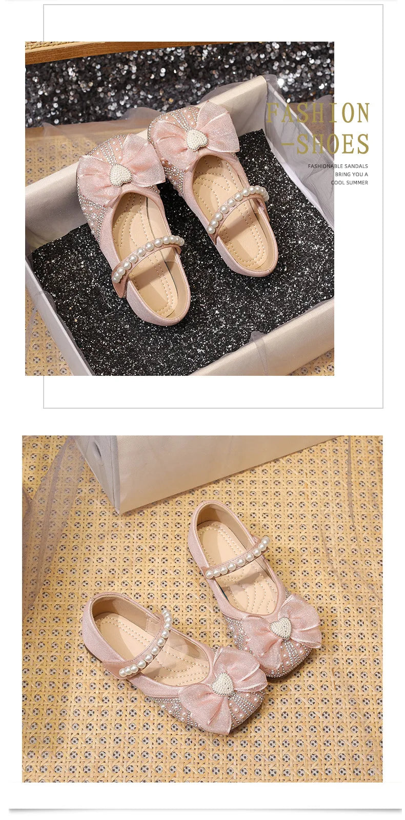 Girls’ Princess-Style Dress Shoes – Faux Leather Mary Janes with Sparkle Accents, Comfortable for Parties & Special Occasions