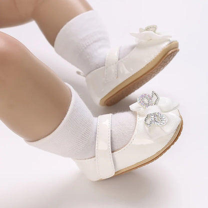 Spring and Autumn Bow Mary Jane Princess Shoes  Baby Girl Rubber Bottom Anti slip Sneaker