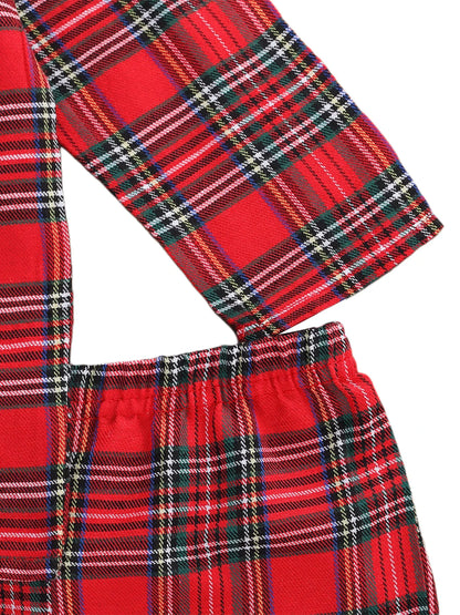 Girls Boys Plaid Homewear Set Long Sleeve Single Breasted Lapel Shirt Elastic Waist Long Pants Kids Autumn Pajamas Outfits