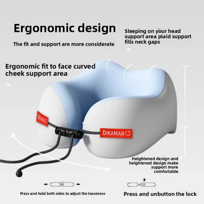 Portable U-shaped Pillow Double Hump Design Ergonomic Neck Pillow Press-inflatable Travel Pillow