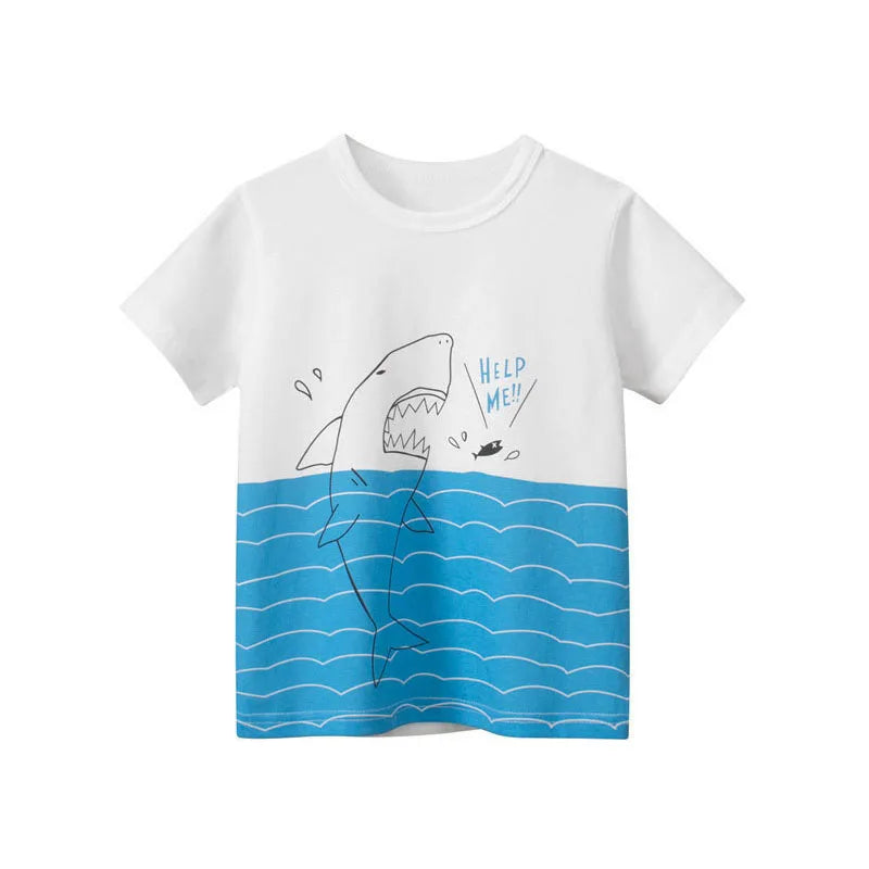 Jumping Meters Hot Selling Boys Girls Summer Baby T Shirts Short Sleeve Cartoon Cars  Toddler Tees Tops Boys Girls Clothing