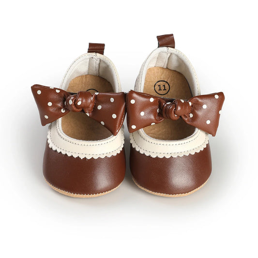 Lioraitiin Toddler Baby Girls Princess Shoes Soft Bow Non-slip Bottom First Walker Shoes Shoes