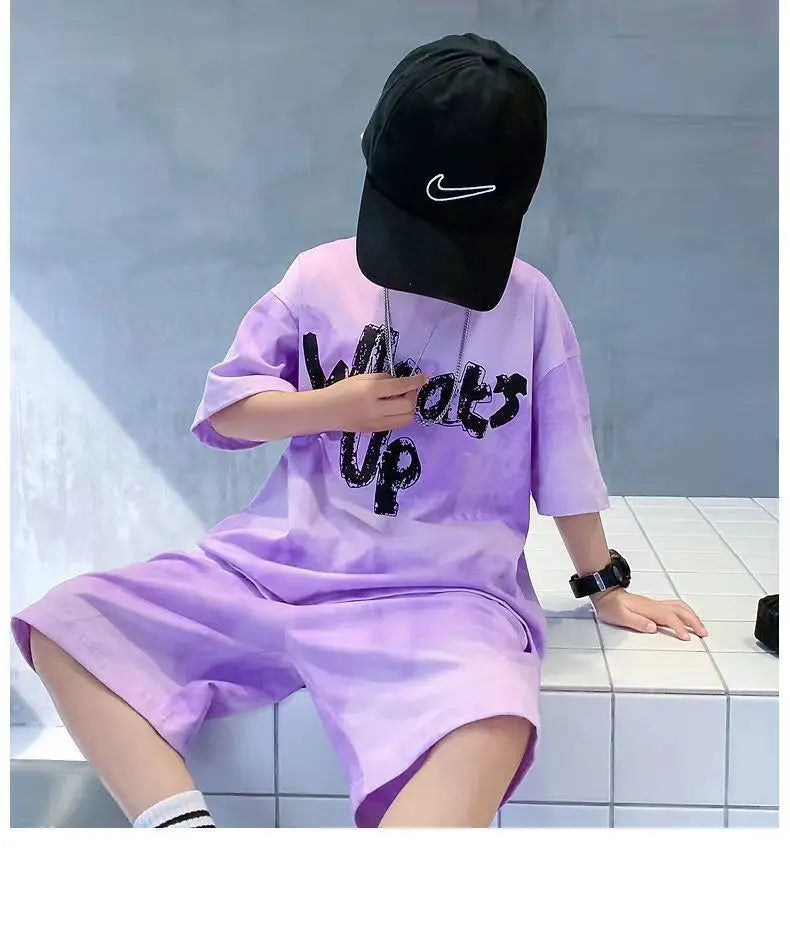 Teenage Boy Set kid clothing Suit Cotton Summer Outing Clothes Top Shorts 2PCS Clothing for Children's