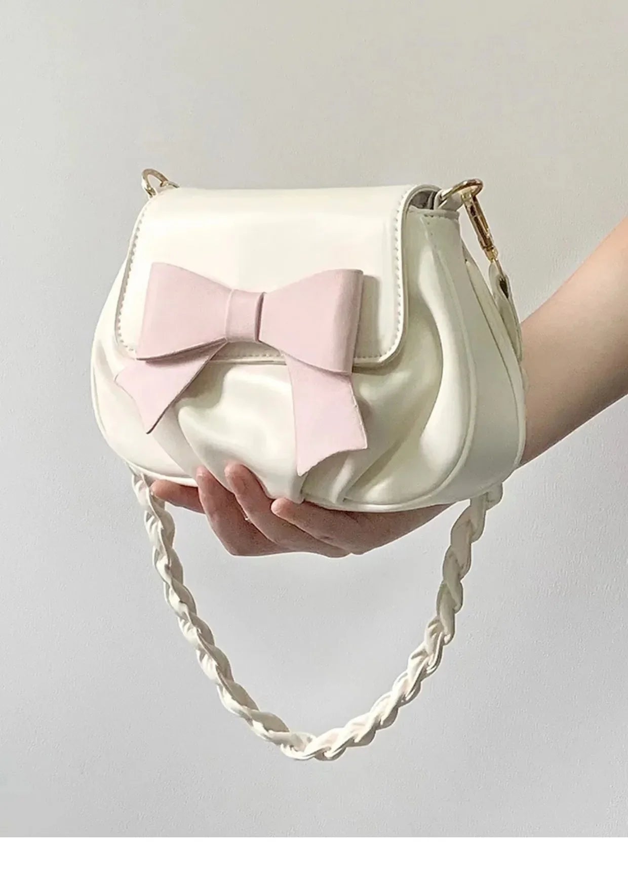 Beautiful Women Bag Bow Small Round Bag Pleated Cloud Bag Soft Versatile Shoulder Messenger Bags