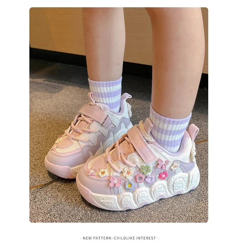 Kawaii Casual Shoe Fashion Childrens Shoes Girls Princess Sneakers Non-Slip New Autumn Running Shoes for Kids Girls Casual Wear