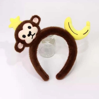 Sweet Hair Accessories Dachshund Hair Hoop Plaid Bow New Year Headwear Red Headband Moon Creative Cartoon Monkey Hairband Girls