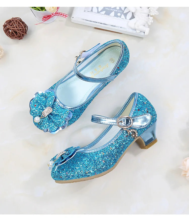 Children's Shoes  Princess Shoes Girl's Fashion Sandals Crystal Princess Shoes Blue Pink Silver