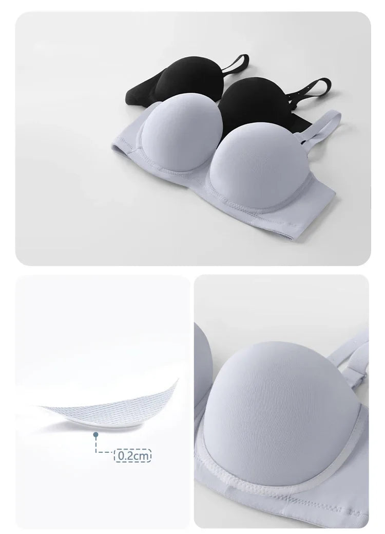 Underwire Female Lingerie Womens Strapless Bra Multiway Push Up Brassiere Seamless Slightly Lined Lift 32 34 36 38 40 42 C D E F