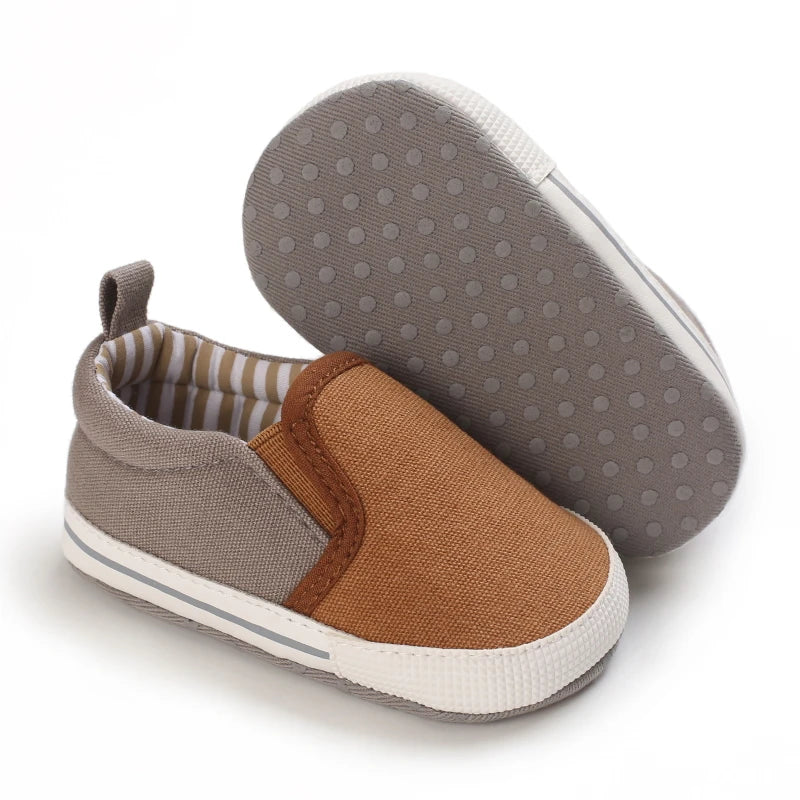 Autumn and Spring Brown Baby Sneakers for Boys 0-12 Months First Walking Shoes