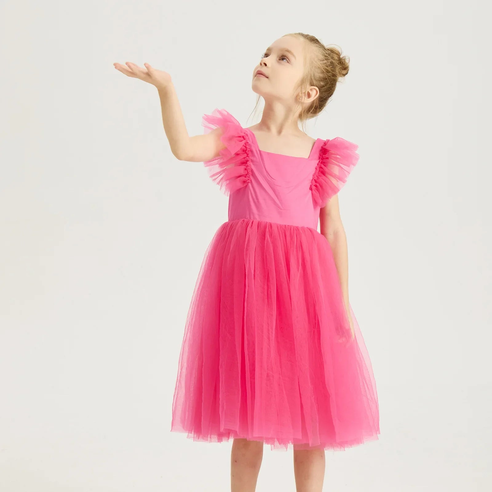 New Little Girls Party Dress for Princess Dress Solid Child Clothes Flower Girl Birthday Princess Dress for Kids