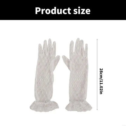 1 pair Lace Gloves for Little Kids Ages 3 to 12 Year Flower Girls Mittens White