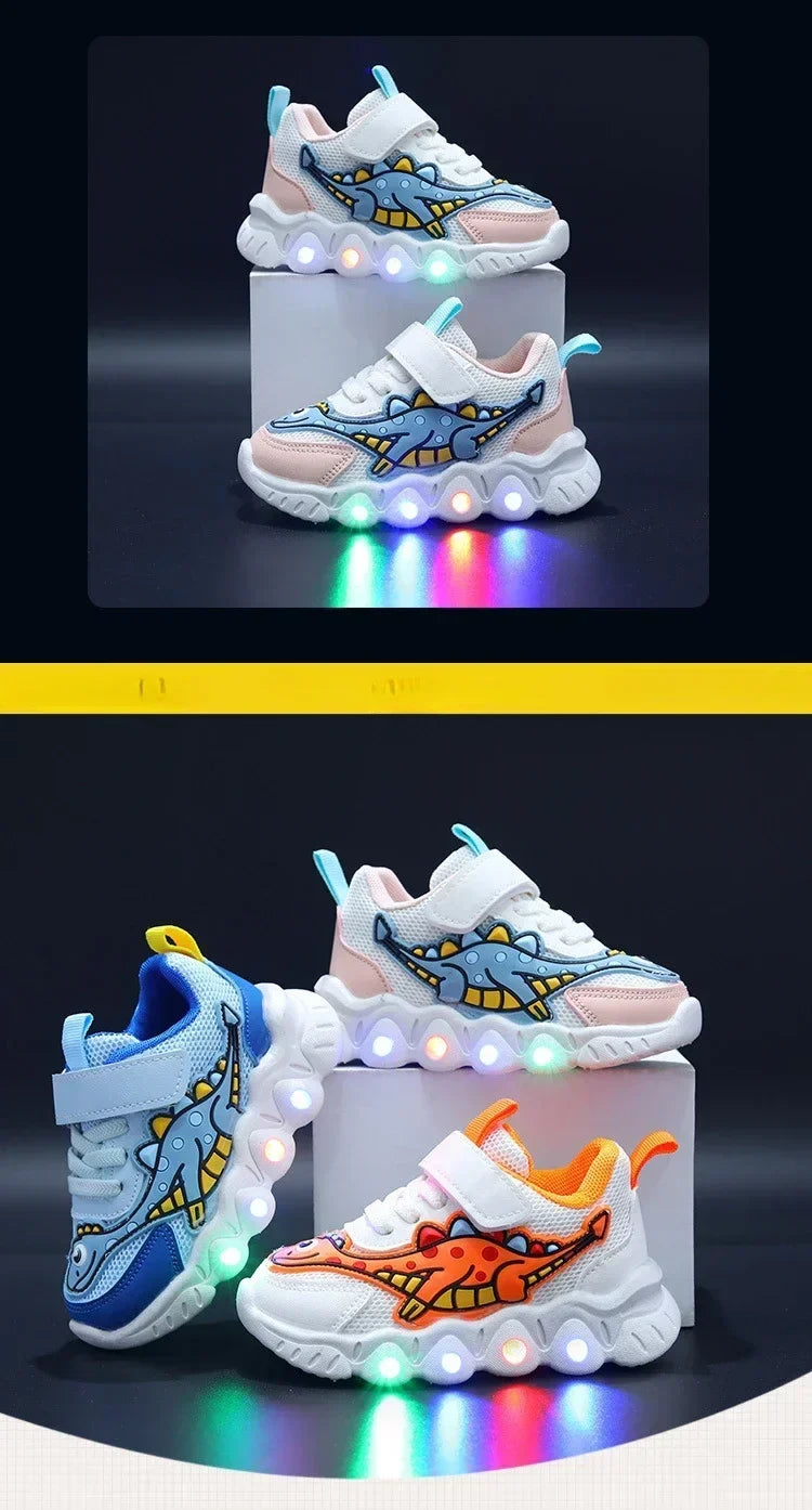 Children Cute Cartoon Boys Casual Sneaker for Children Shoes Girl Mesh Breathable Lighting Shoes Baby Illuminated Shoe