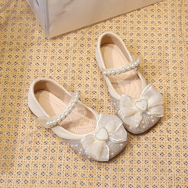 Girls’ Princess-Style Dress Shoes – Faux Leather Mary Janes with Sparkle Accents, Comfortable for Parties & Special Occasions