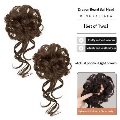 Messy Bun Hair Piece Tousled Updo With Tendrils Hair Bun Extensions Wavy Curly Hair For Women