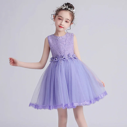 Girl's Princess dress Children's Day Birthday Party Lace Bubble skirt Summer style Dress