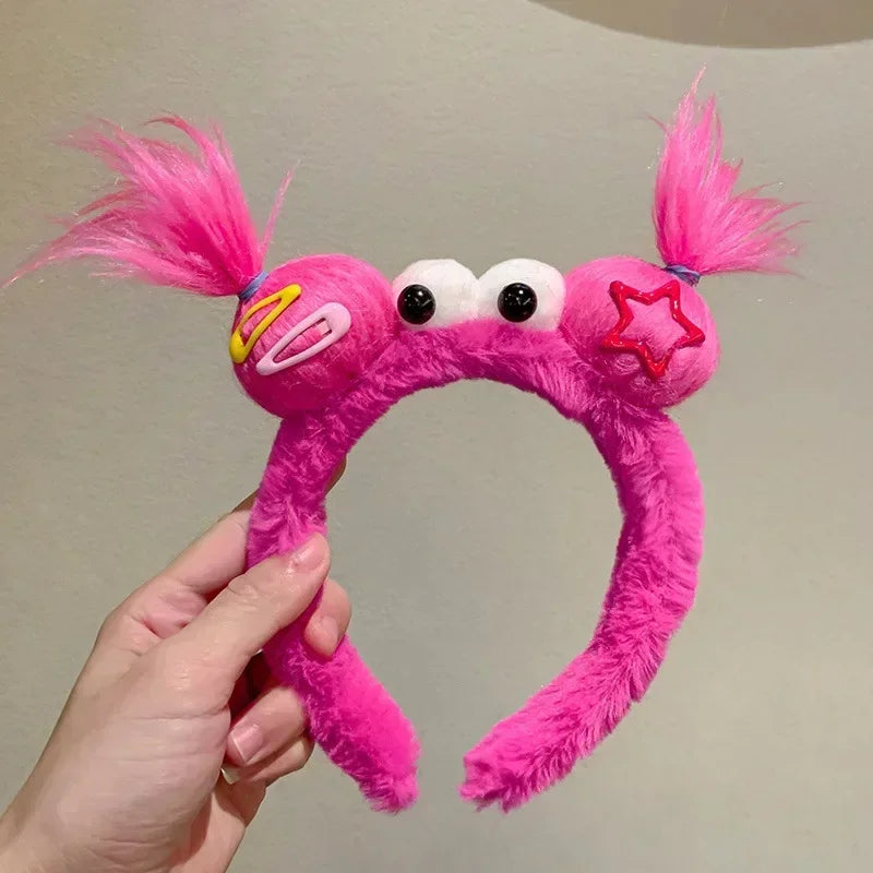Girls Face Wash Headband Plush Skin Care Bath Shower Makeup Hair Band Soft Absorbent Cartoon Clown Doll Hair Accessories